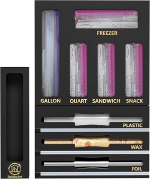 DALSHABET Bamboo Storage Bag Organizer Dispenser