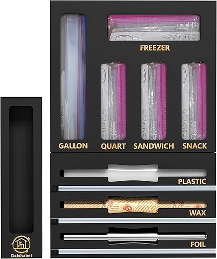 DALSHABET Bamboo Storage Bag Organizer Dispenser