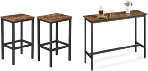 VASAGLE Bar Table And Stools Rustic Brown ULBT120B01 ULBC65X
