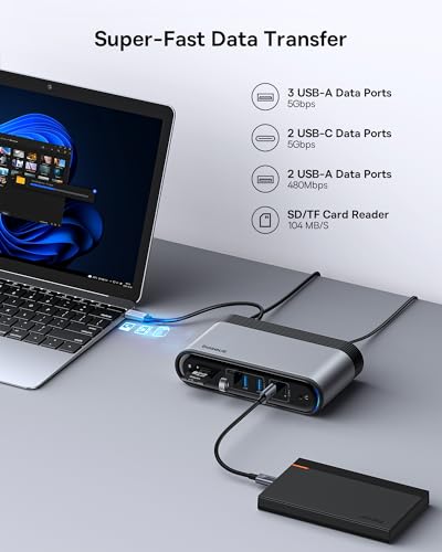 Baseus Docking Station, 17 In 1 With 3 Monitors - Image 5