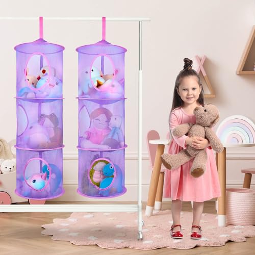 Basumee Stuffed Animals Storage Net Hammock, Purple - Image 2