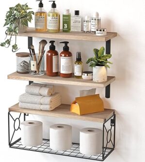 AMADA HOMEFURNISHING Bathroom Shelves Over Toilet With Basket