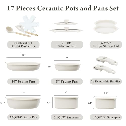 bazova Ceramic Nonstick 17-Piece Cookware Set - Image 2