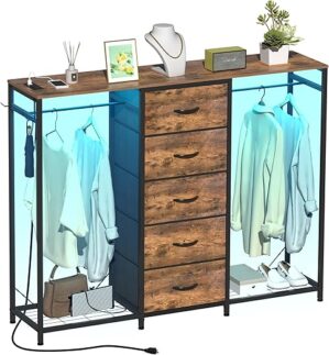 Espelism Bedroom Dresser with Charging Station LED
