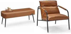 VASAGLE Bench For Entryway Bedroom, Caramel Brown ULAC014K01