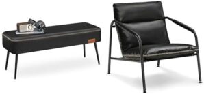 VASAGLE Bench For Entryway Bedroom, Ink Black ULOM076B01