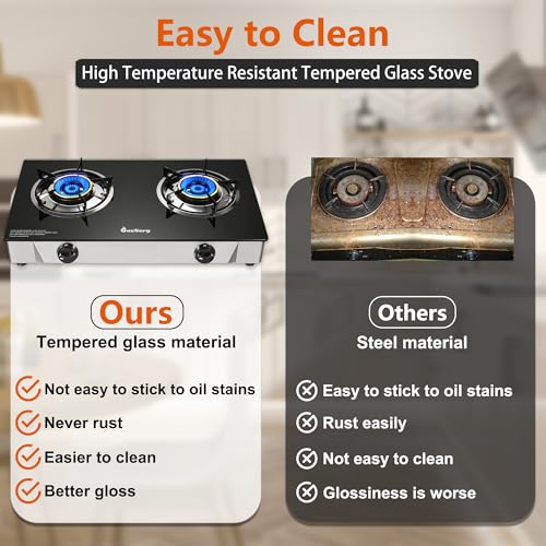 BesNerg Portable 2 Burner Propane Gas Cooktop - Image 5