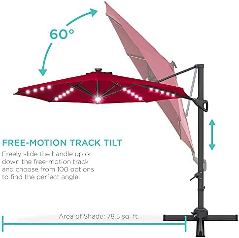 Best Choice Products 10ft Solar LED Cantilever Patio Umbrella - Image 5