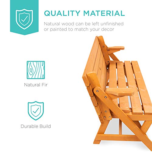 Best Choice Products 2-in-1 Transforming Outdoor Wooden Picnic Table - Image 3