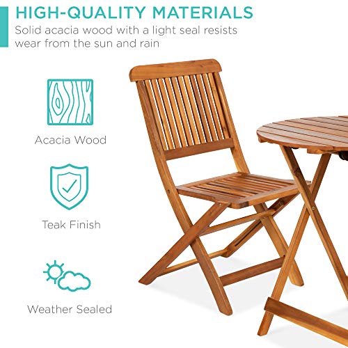 Best Choice Products Acacia Wood 3-Piece Bistro Set - Image 3