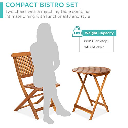 Best Choice Products Acacia Wood 3-Piece Bistro Set - Image 5