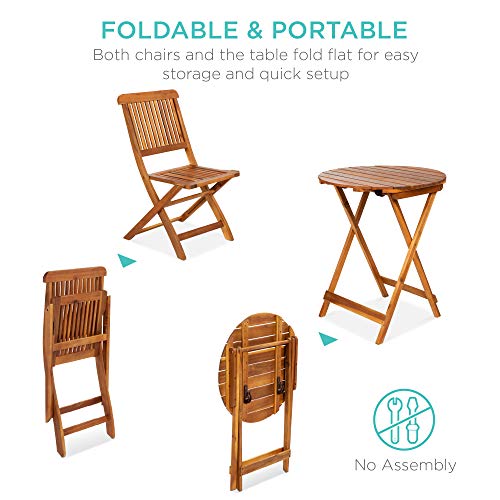 Best Choice Products Acacia Wood 3-Piece Bistro Set - Image 2