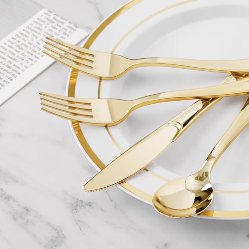 BESTVIP Gold Disposable Cutlery Set, 200PCS - Image 3