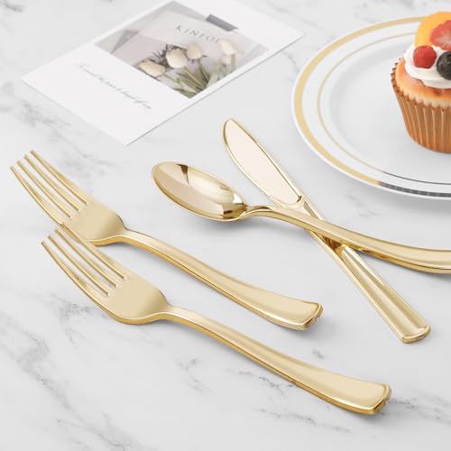 BESTVIP Gold Disposable Cutlery Set, 200PCS - Image 4