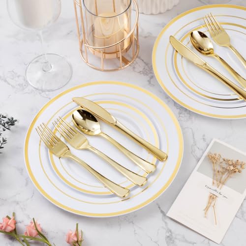 BESTVIP Gold Disposable Cutlery Set, 200PCS - Image 5