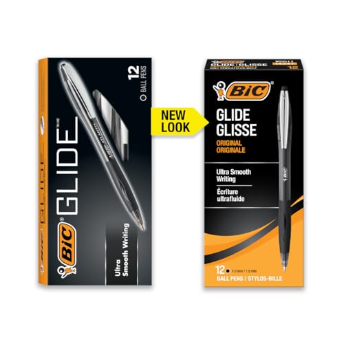BIC Glide Black Retractable Ballpoint Pens, Medium Point - Image 2