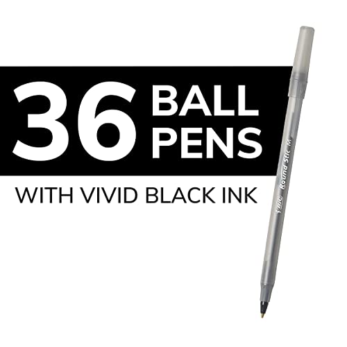 BIC Round Stic Xtra Life Pen, Black, 36 Pack - Image 4