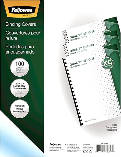 Fellowes Binding Presentation Covers, 8mil, Letter, 100 Pack