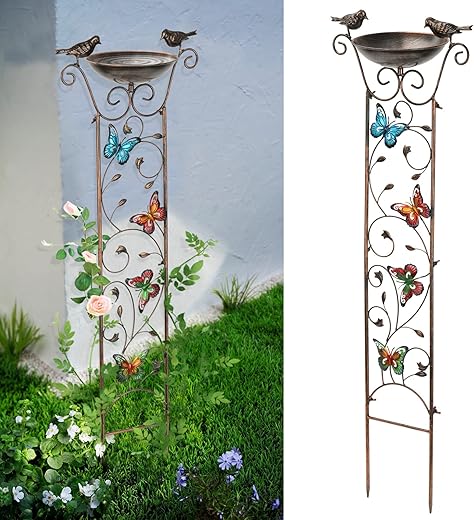 SUNNYPARK Bird Bath With Decorative Trellis