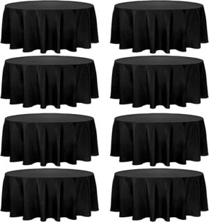 Fivenl Black 90 Inch Round Tablecloth Set