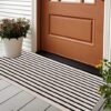 LEEVAN Black And White Striped Outdoor Rug
