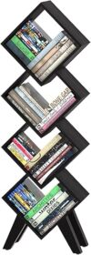 Yoobure Black Bookshelf – 4-Tier Tall Bookcase Organizer
