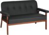STHOUYN Black Faux Leather Office Loveseat Sofa