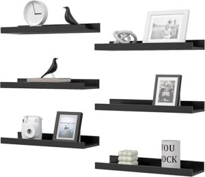 DOLLFIO Black Floating Shelves Set With Lip