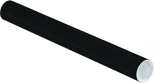Aviditi Black Mailing Tubes With Caps, 2"x18", 50-Pack