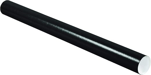 Aviditi Black Mailing Tubes With Caps, 3" x 36", Pack Of 24