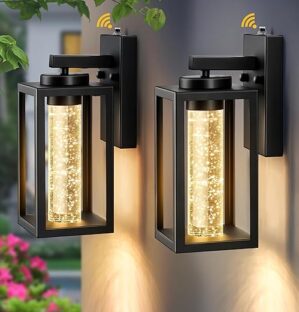 VIANIS Black Outdoor Porch Lights With Crystal Glass