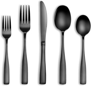 WISKEMA Black Stainless Steel Silverware Set, 20 Pcs