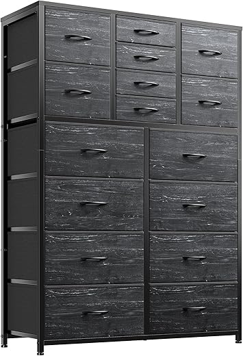 EnHomee Black Tall Dresser With 16 Drawers