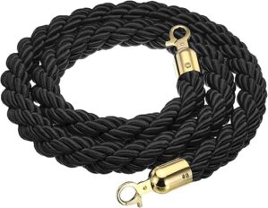 YOKIVE Black Twisted Stanchion Barrier Rope