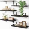 Fixwal Black Wall Floating Shelves Set of 6