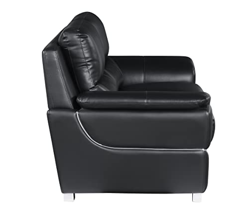 Blackjack Furniture Binion Modern Leather Loveseat, Black - Image 3