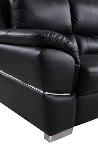 Blackjack Furniture Binion Modern Leather Loveseat, Black - Image 5