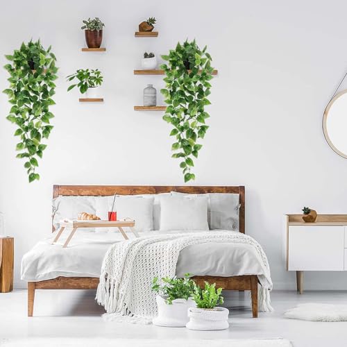 BLEUM CADE Artificial Hanging Plants, Faux Pothos Vines Greenery Decor - Image 3