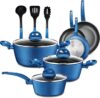 NutriChef Blue Nonstick 12-Pc Cookware Set