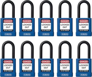 ABUS Blue Pack Of 10 Lockout Tagout Premium Safety Padlock Set