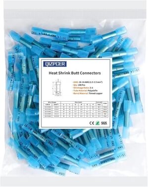 Qizpcer Blue Waterproof Heat Shrink Butt Connectors 16-14 AWG