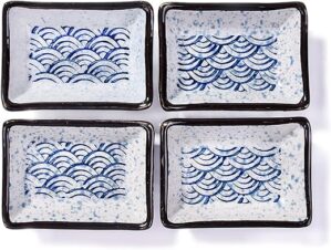 Cerficer Blue Waves Rectangular Soy Dishes Set