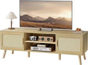 SUPERJARE Boho TV Stand For 65 Inch TV