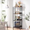 AKACIJA Bookshelf 4 Tier Wood Narrow Bookcase
