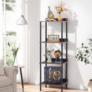 AKACIJA Bookshelf 4 Tier Wood Narrow Bookcase
