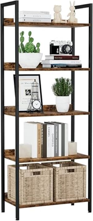 NUMENN Bookshelf, 5 Tier Home Office Organizer