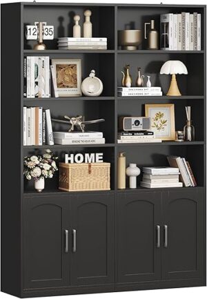 FACBOTALL Bookshelf With Doors, 6 Tier, 73” Tall