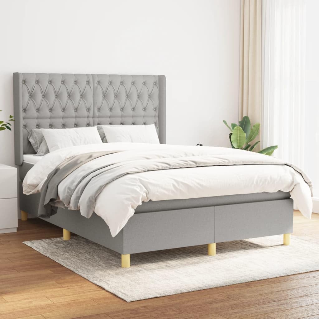 GFFFFFFJJJJJJJJJJJ Box Spring Bed With Mattress Light Gray
