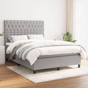 GFFFFFFJJJJJJJJJJJ Box Spring Bed With Mattress Light Gray