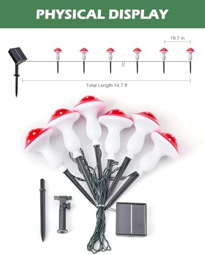 Brightown Solar Mushroom String Lights, Outdoor Waterproof - Image 3